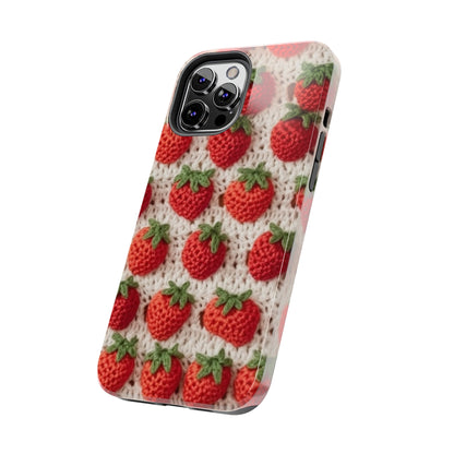 Strawberry Traditional Japanese, Crochet Craft, Fruit Design, Red Berry Pattern - Tough Phone Cases