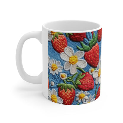 Orchard Berries: Juicy Sweetness from Nature's Garden - Fresh Strawberry Elegance - Ceramic Mug 11oz