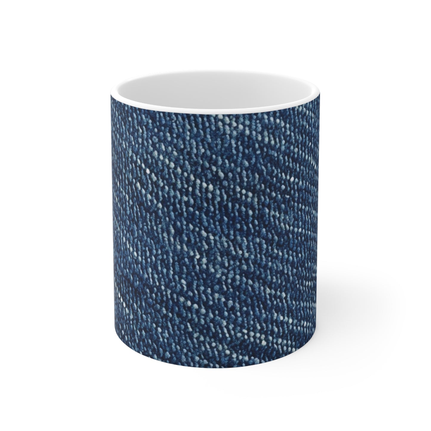 Denim-Inspired Design - Distinct Textured Fabric Pattern - Ceramic Mug 11oz