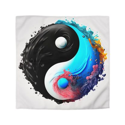 Yin Yang Symbol, Colorful Paint Style - Artistic Decor - Microfiber Duvet Cover