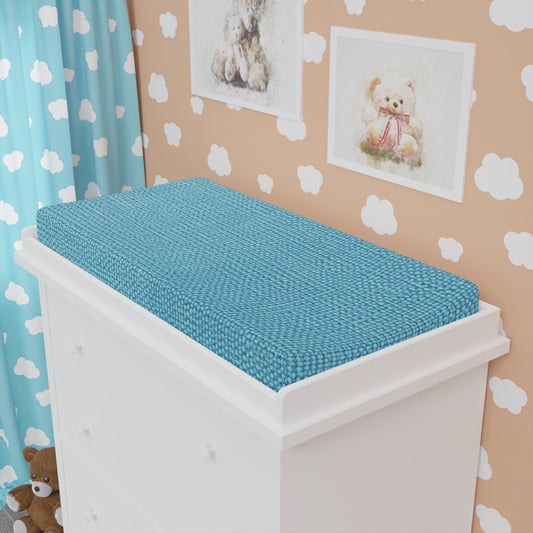 Bright Aqua Teal: Denim-Inspired Refreshing Blue Summer Fabric - Baby Changing Pad Cover