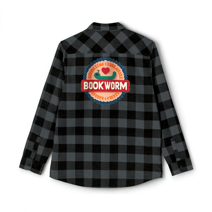 Bookworm Book Lover - Charcoal Black - Unisex Flannel Shirt