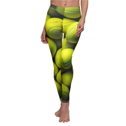 Tennis Ball Sport: Athlete Court Action, Rally & Serve - Women's Cut & Sew Casual Leggings (AOP)