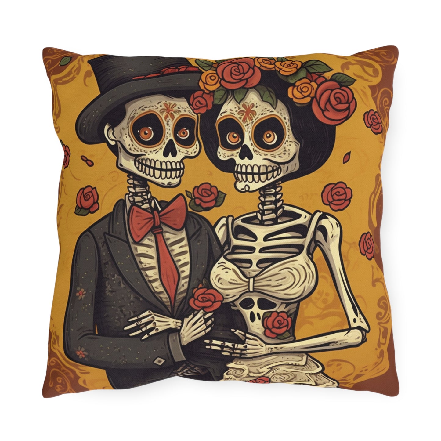 Halloween Wedding Marriage, Bride & Groom - Forever Soulmates - Outdoor Pillows