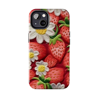 Strawberry Strawberries Embroidery Design - Fresh Pick Red Berry Sweet Fruit - Tough Phone Cases