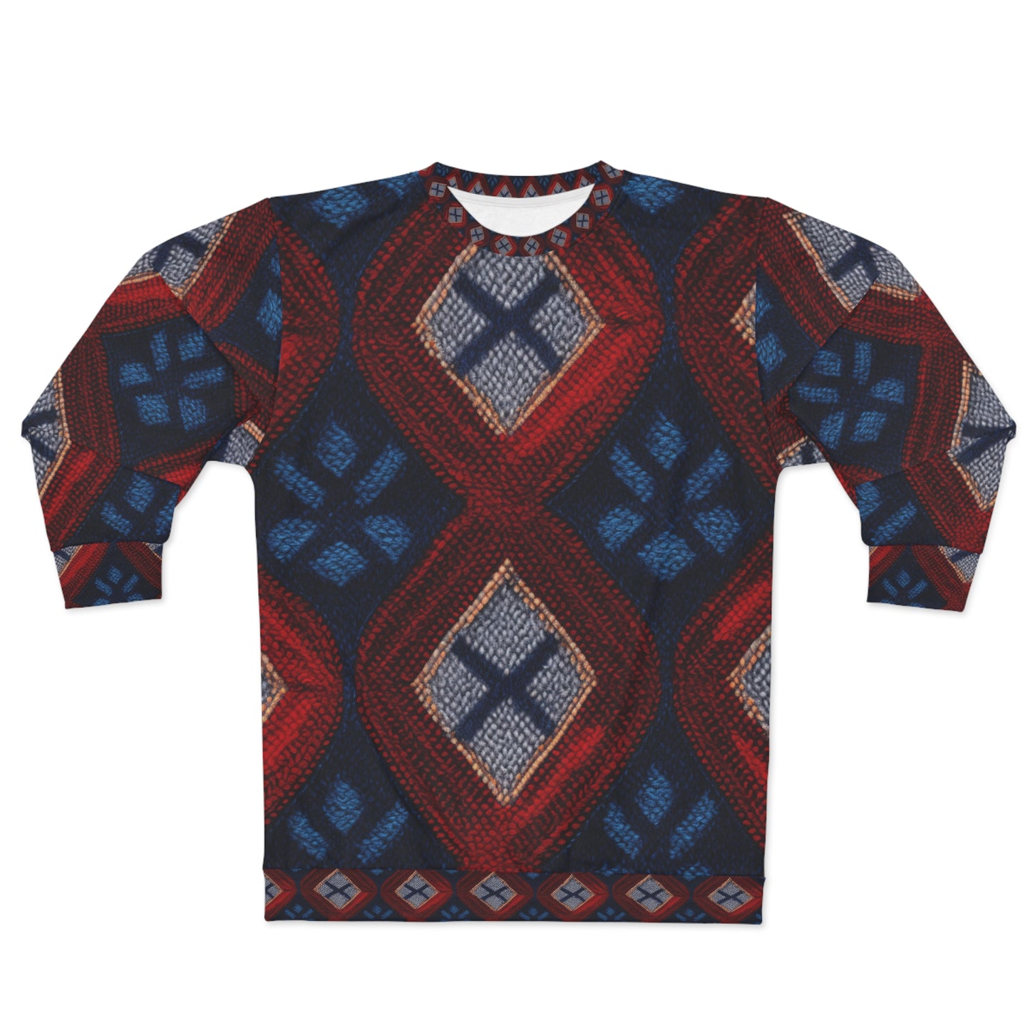 Moquette Majesty: Red & Blue Woolen Wonders - Unisex Sweatshirt (AOP)