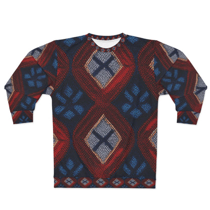 Moquette Majesty: Red & Blue Woolen Wonders - Unisex Sweatshirt (AOP)