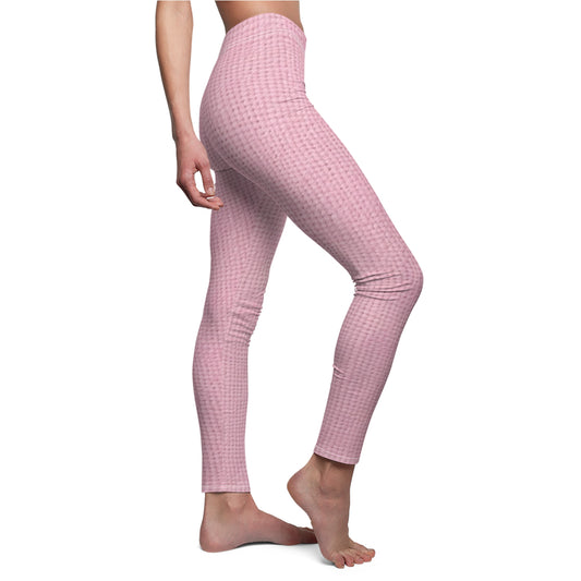 Blushing Garment Dye Pink: Denim-Inspired, Soft-Toned Fabric - Women's Cut & Sew Casual Leggings (AOP)