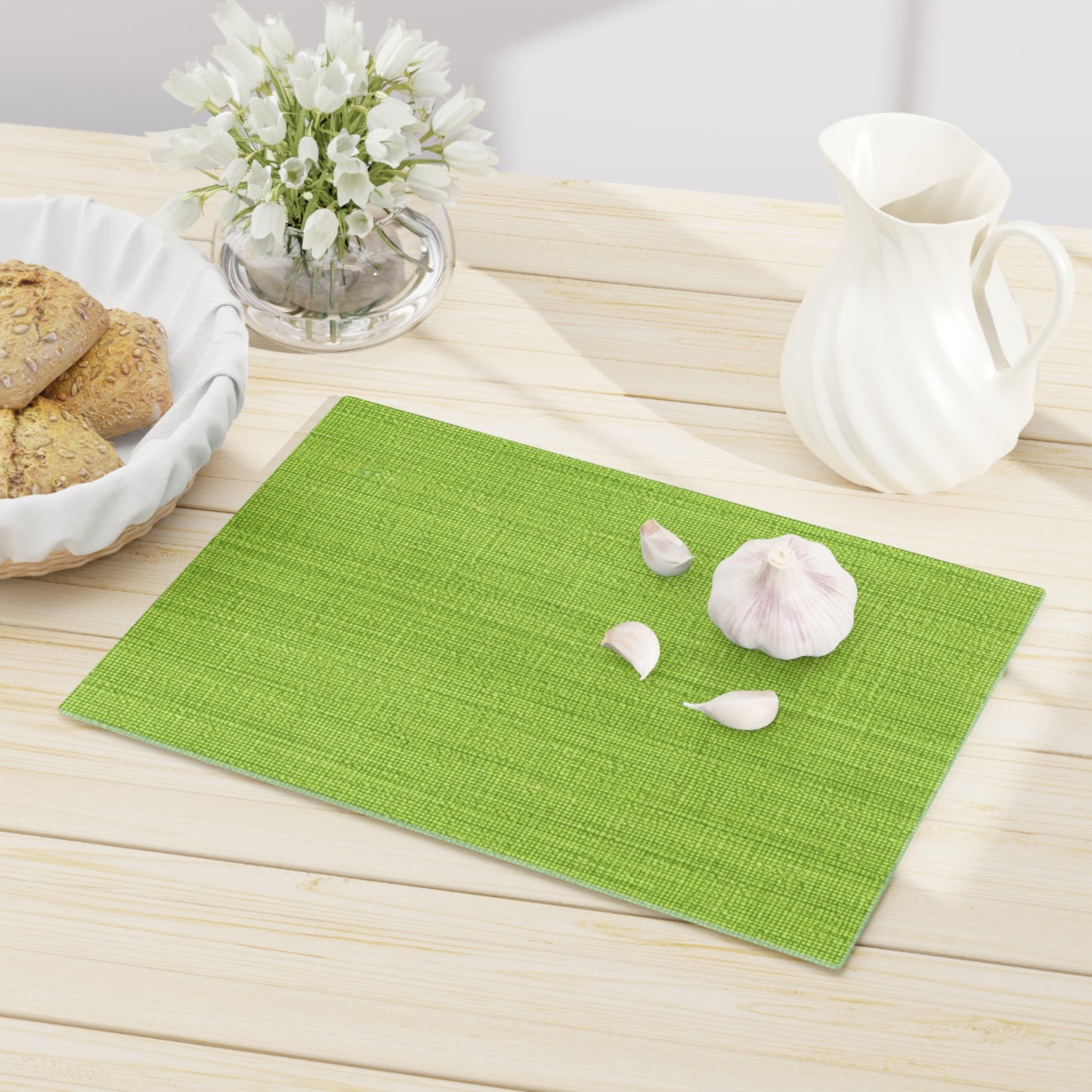 Lush Grass Neon Green: Denim-Inspired, Springtime Fabric Style - Cutting Board