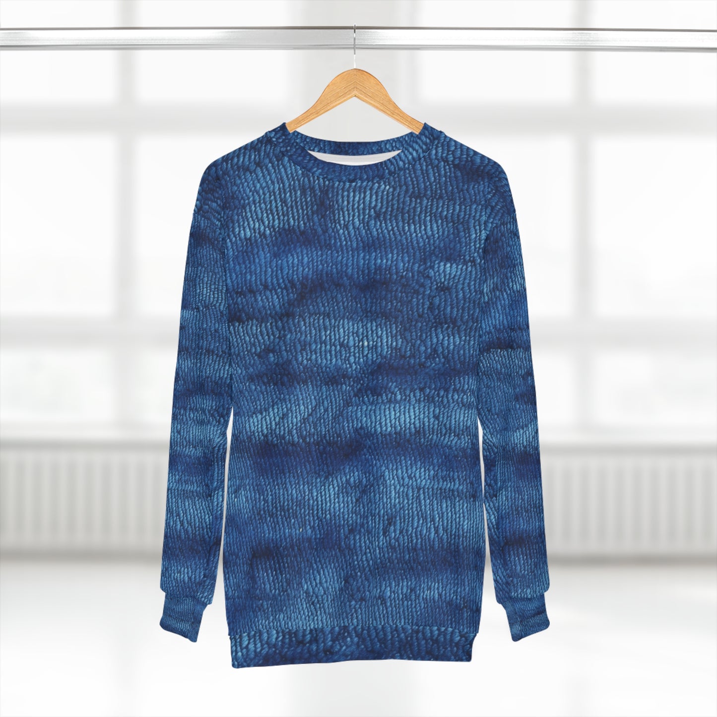 Blue Spectrum: Denim-Inspired Fabric Light to Dark - Unisex Sweatshirt (AOP)