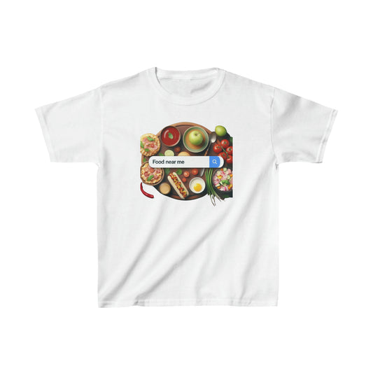 Food Near Me, Funny Gift, Kids Heavy Cotton™ Tee