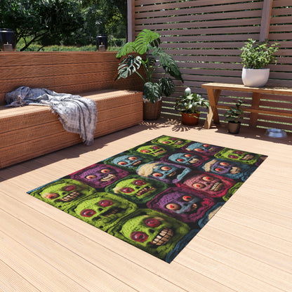 Zombie Crochet Halloween Spooky Holiday Festive Horror Living Dead - Outdoor Rug