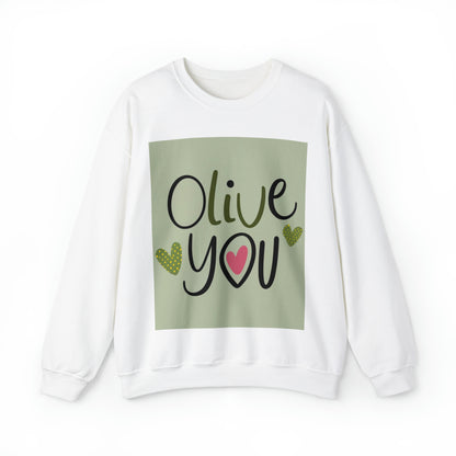 Olive You- I Love You - Fun Pun Meme Saying Quirky Gift - ユニセックス ヘビーブレンド™ クルーネック スウェットシャツ