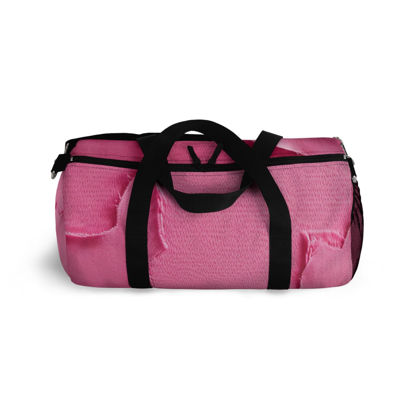 Distressed Neon Pink: Edgy, Ripped Denim-Inspired Doll Fabric - Duffel Bag