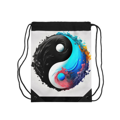 Yin Yang Symbol, Colorful Paint Style - Artistic Decor - Drawstring Bag