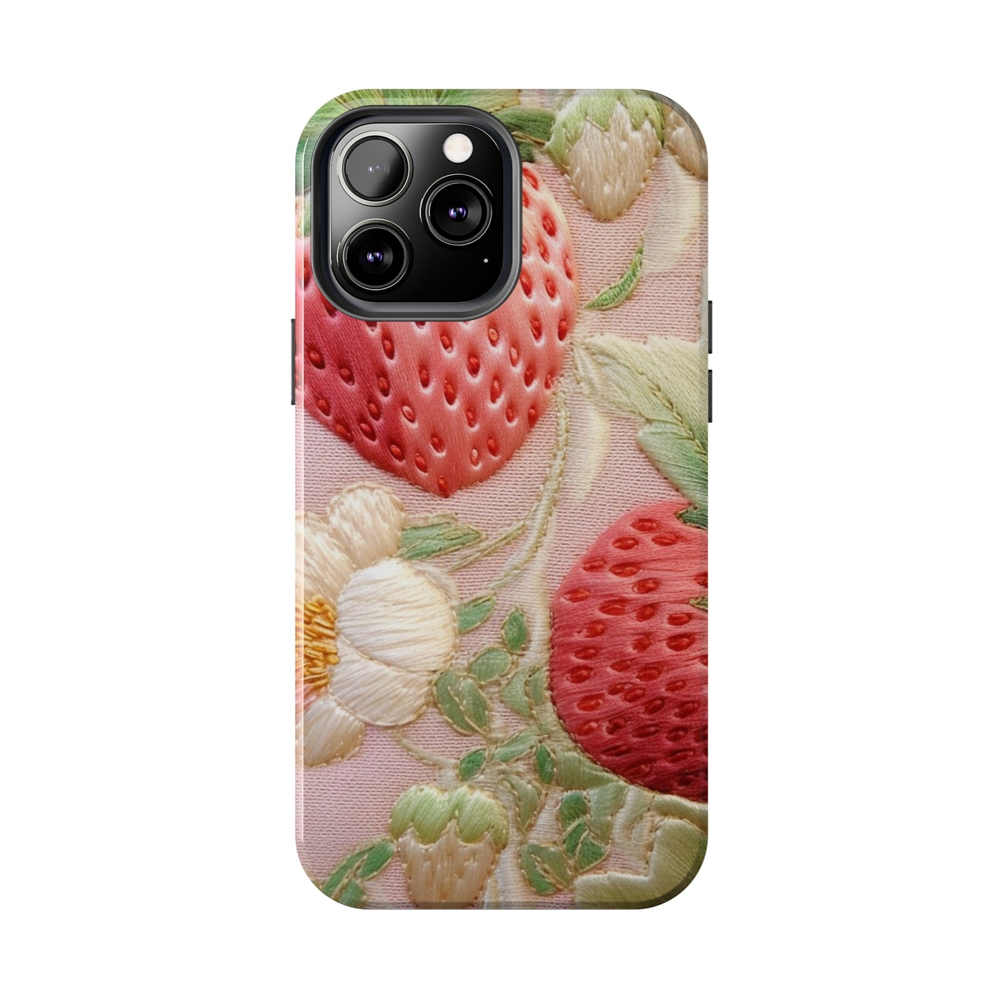 Red Berry Strawberries - Embroid Fruit - Healthy Crop Feast Food Design - Tough Phone Cases