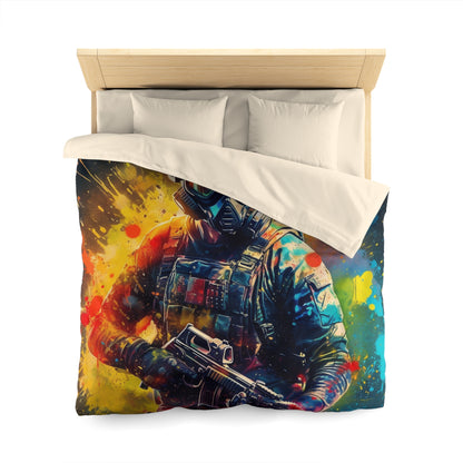 Paintball Game Sport: Professional Action Shot Target Player - Microfiber Duvet Cover