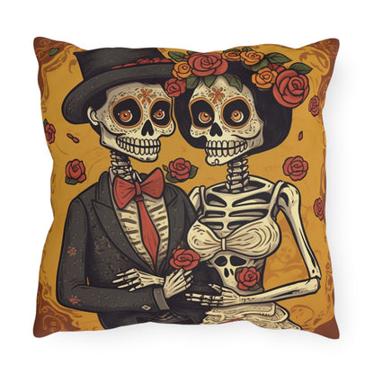 Halloween Wedding Marriage, Bride & Groom - Forever Soulmates - Outdoor Pillows