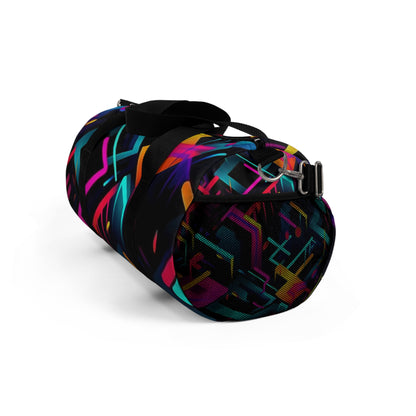 Vibrant Trendy Neon Abstract Geometric Pattern Design Duffel Bag