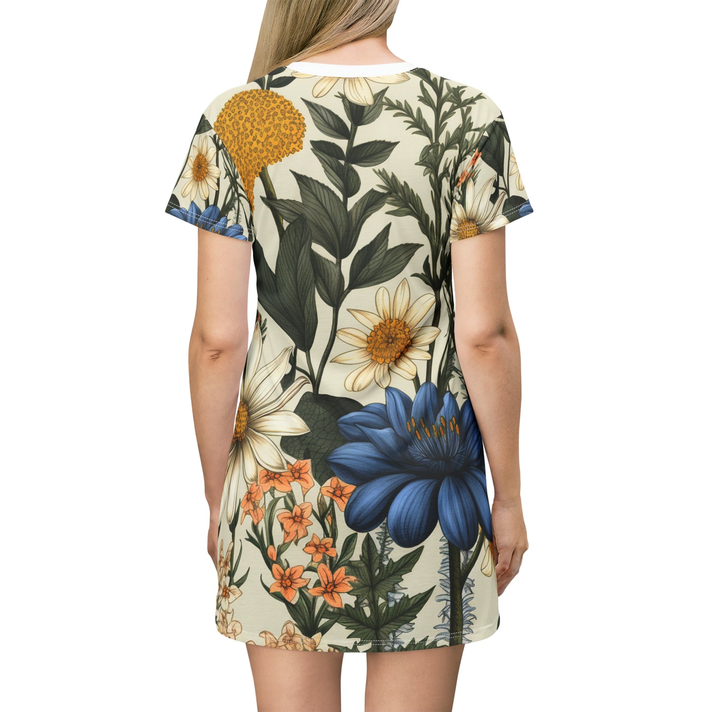 Botanical Illustration Flowers & Plants Design T-Shirt Dress (AOP)