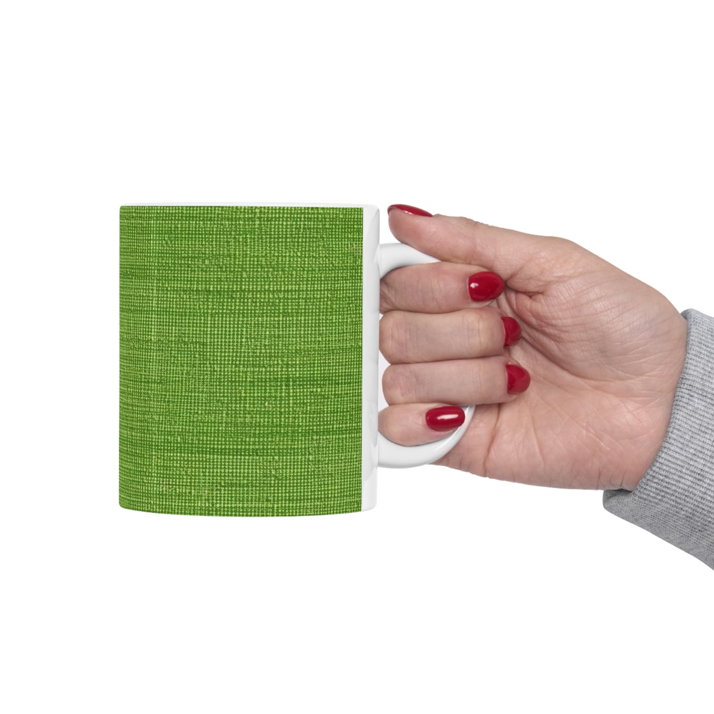 Olive Green Denim-Style: Seamless, Textured Fabric - Ceramic Mug 11oz