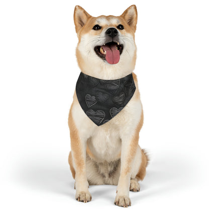 Black: Distressed Denim-Inspired Fabric Heart Embroidery Design - Dog & Pet Bandana Collar