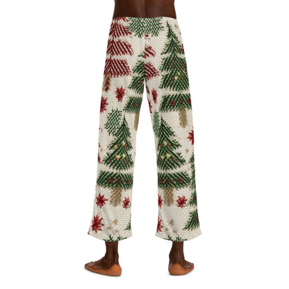 Embroidered Christmas Winter, Festive Holiday Stitching, Classic Seasonal Design - Men's Pajama Pants (AOP)