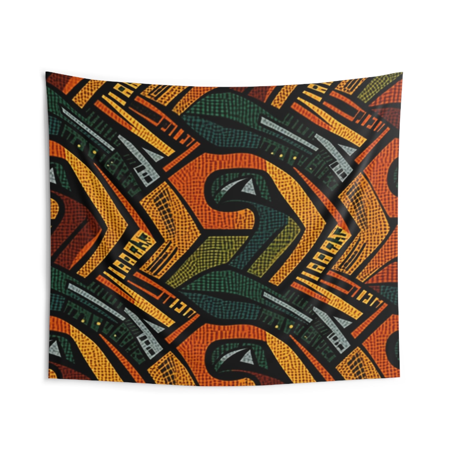 Textil de adorno africano estilo años 1960-1970 - Patrón atrevido e intrincado - Tapices de pared interior 