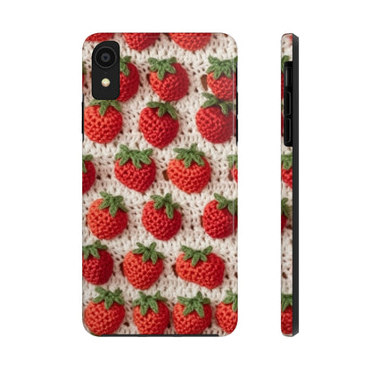 Strawberry Traditional Japanese, Crochet Craft, Fruit Design, Red Berry Pattern - Tough Phone Cases