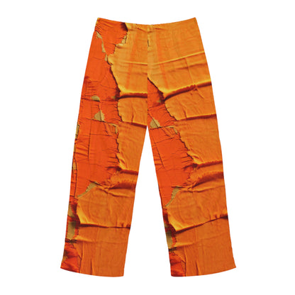 Naranja cítrico ardiente: tela vanguardista, desgastada e inspirada en la mezclilla - Pantalones de pijama para hombre (AOP)