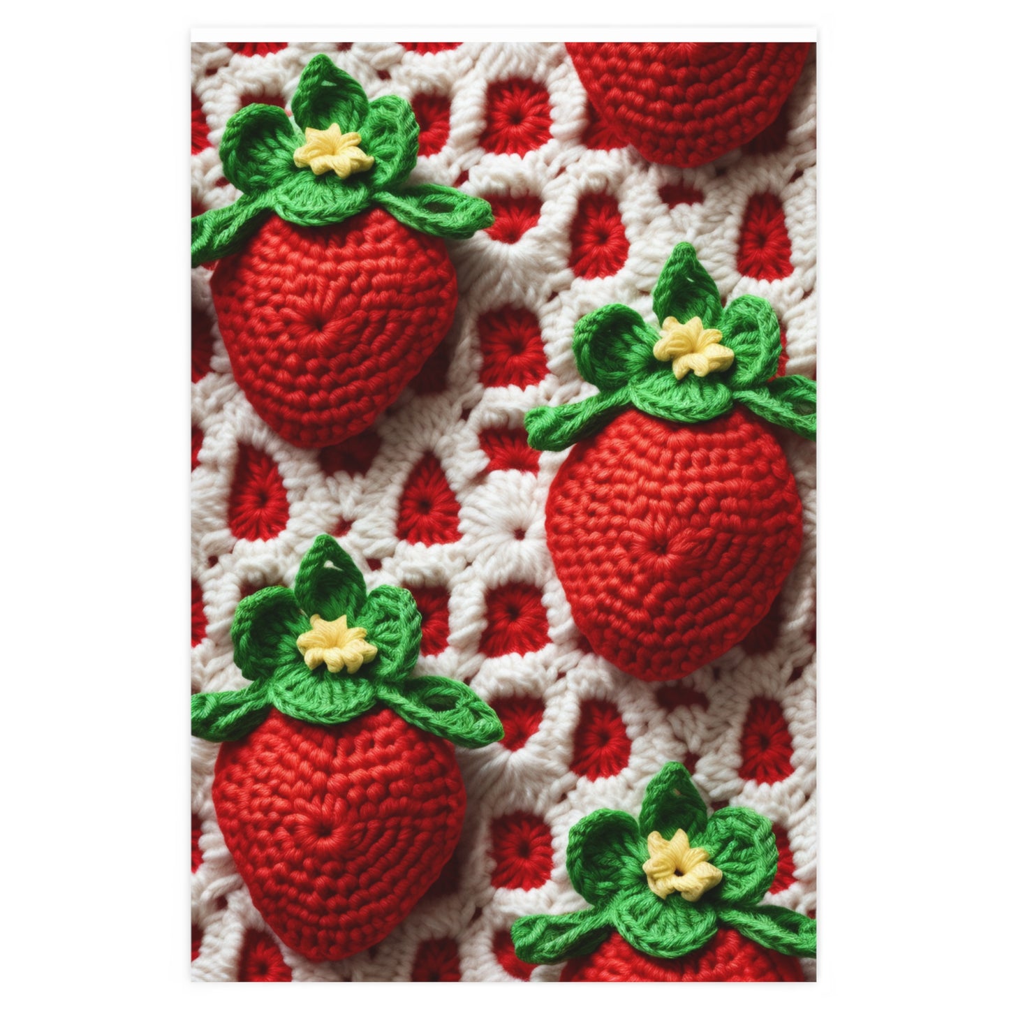 Strawberry Crochet Pattern - Amigurumi Strawberries - Fruit Design for Home and Gifts - Wrapping Paper