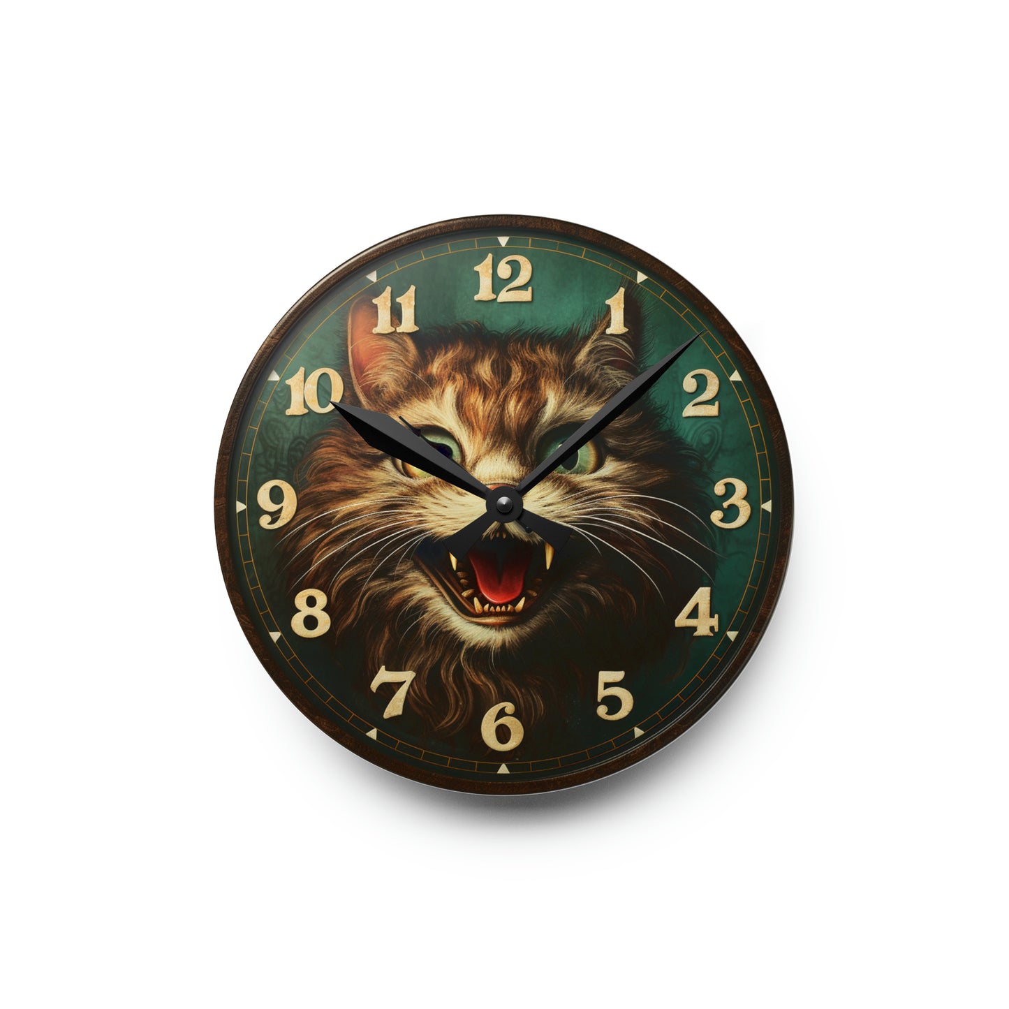 Reloj de pared acrílico espeluznante gato horror mascota animal gatito 