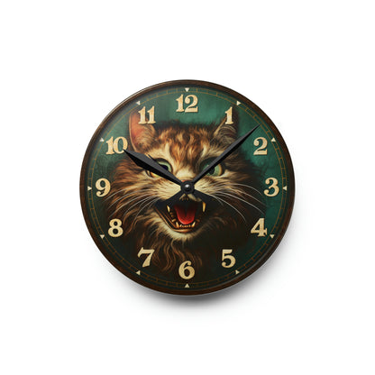 Reloj de pared acrílico espeluznante gato horror mascota animal gatito 