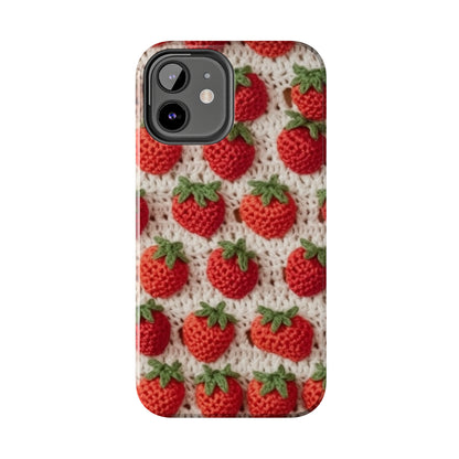 Strawberry Traditional Japanese, Crochet Craft, Fruit Design, Red Berry Pattern - Tough Phone Cases