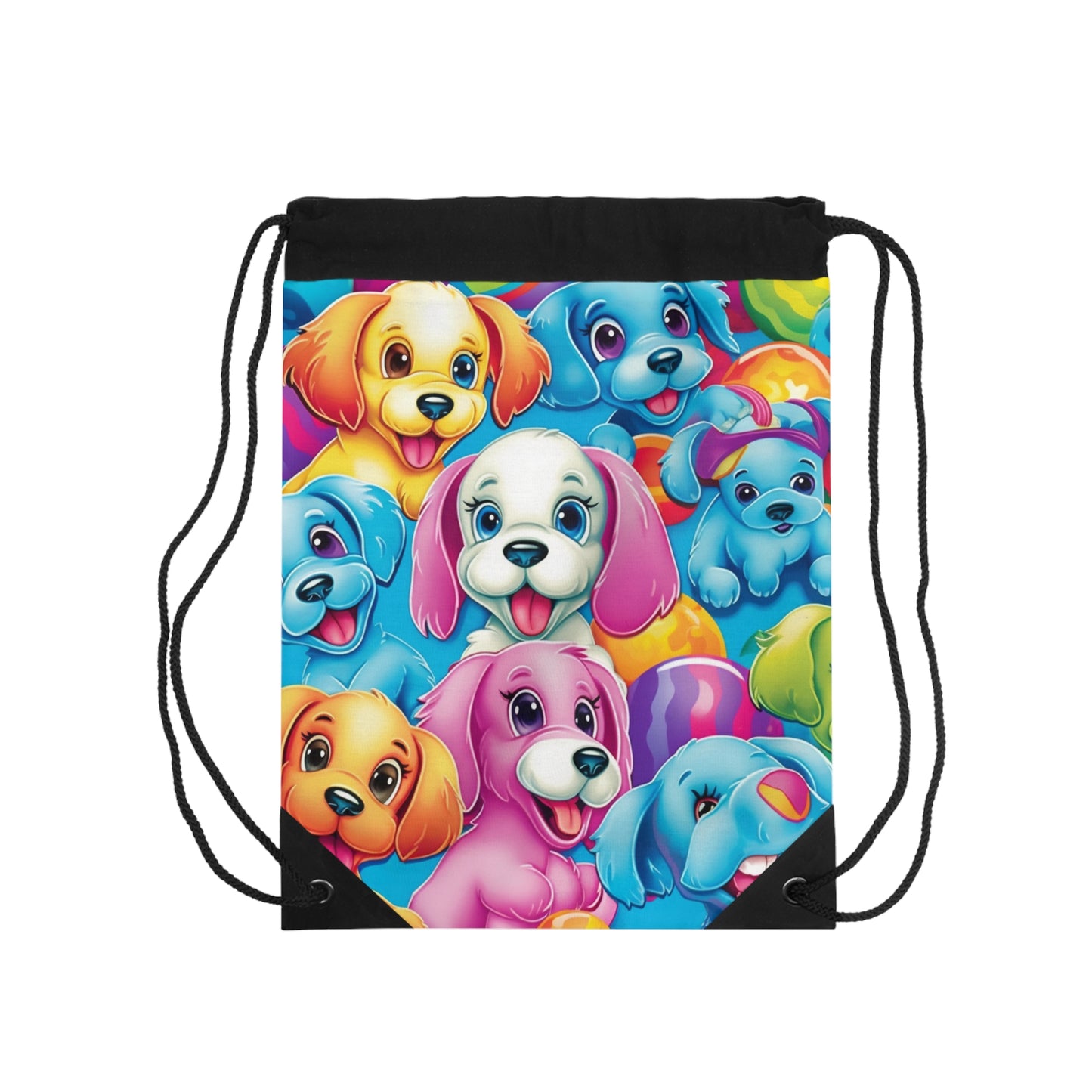 Happy Puppy & Dog Design - Vivid and Eye-Catching - Drawstring Bag