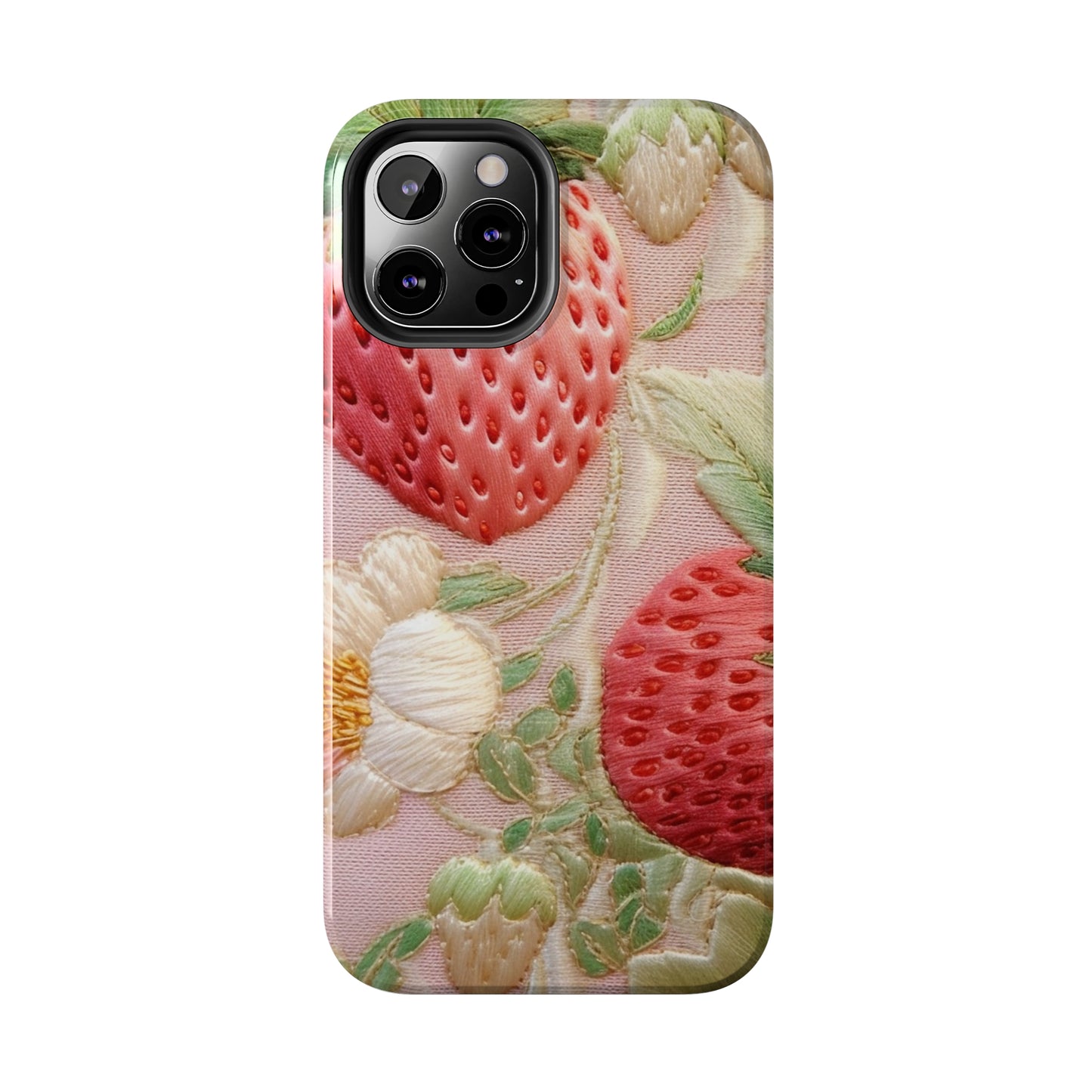 Red Berry Strawberries - Embroid Fruit - Healthy Crop Feast Food Design - Tough Phone Cases