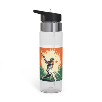 India Cricket Star: Batsman With Willow Bat, National Flag Style - Sport Game - Kensington Tritan™ Sport Bottle, 20oz