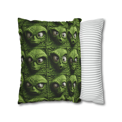 Alien Granny Square Crochet - Galacitc Space Sci fi Fantasy Theme - Spun Polyester Square Pillow Case