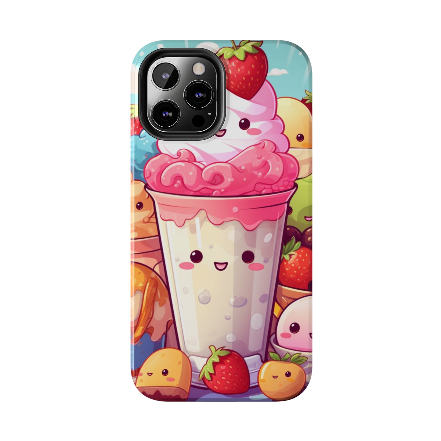 Strawberry Japan Milkshake - Kawaii Dessert Delight - Sweet Berry Anime Character - Tough Phone Cases