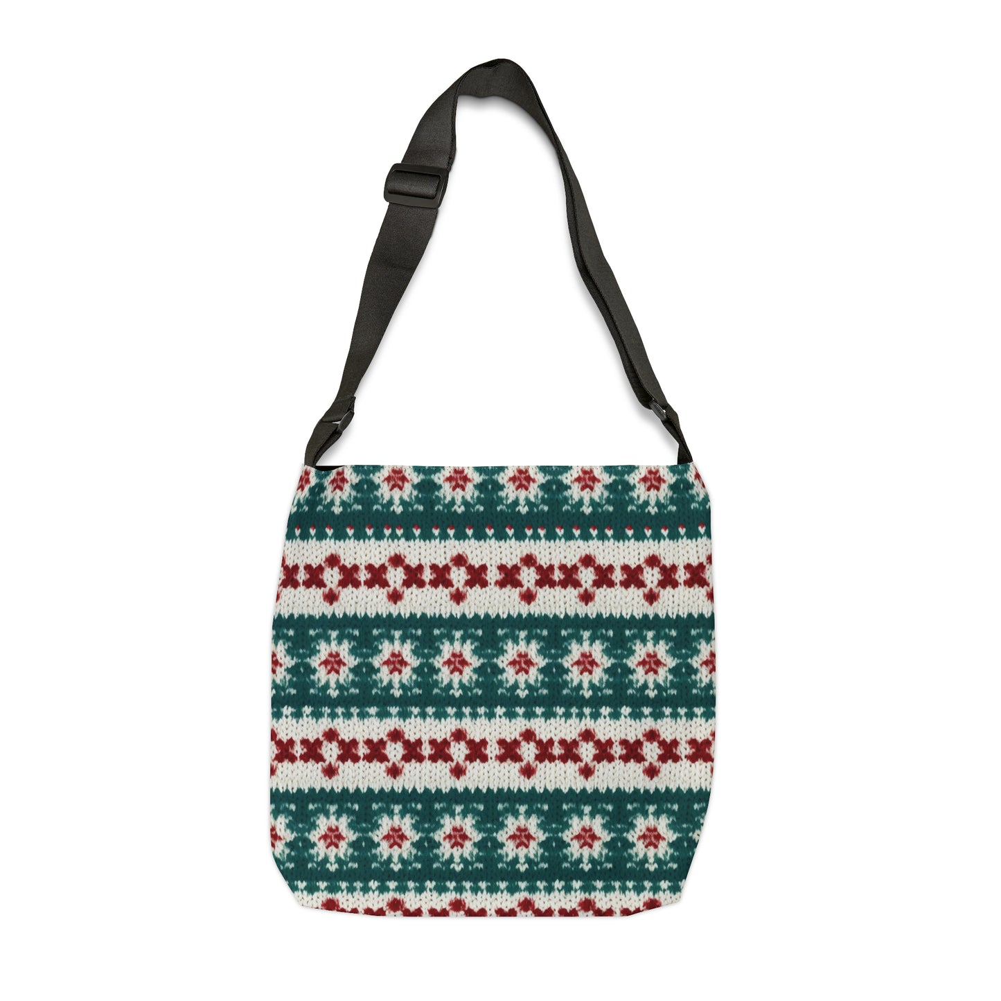 Christmas Knit Crochet Holiday, Festive Yuletide Pattern, Winter Season - Adjustable Tote Bag (AOP)