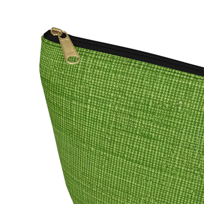 Olive Green Denim-Style: Seamless, Textured Fabric - Accessory Pouch w T-bottom