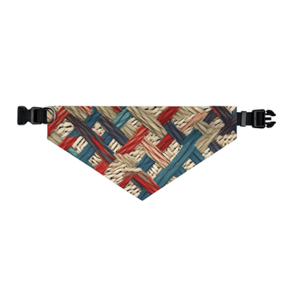 Colorful Yarn Knot: Denim-Inspired Fabric in Red, White, Light Blue - Dog & Pet Bandana Collar