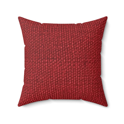 Bold Ruby Red: Denim-Inspired, Passionate Fabric Style - Spun Polyester Square Pillow