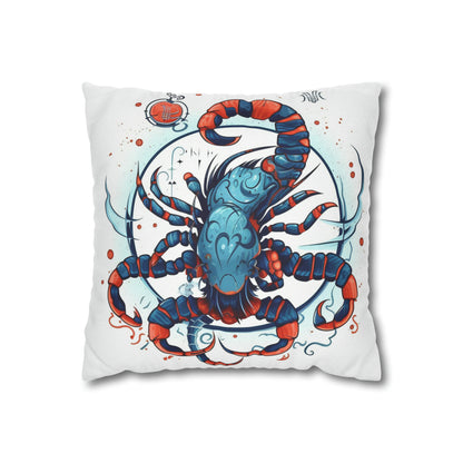 Cute Scorpio Zodiac Sign - Big Claws, Long Tail Cosmic Astrology Symbol - Spun Polyester Square Pillow Case