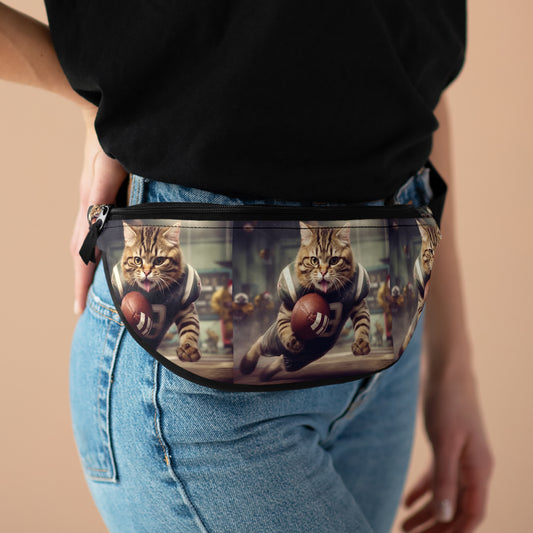 Football Field Felines: Kitty Cats in Sport Tackling Scoring Game Position - Fanny Pack