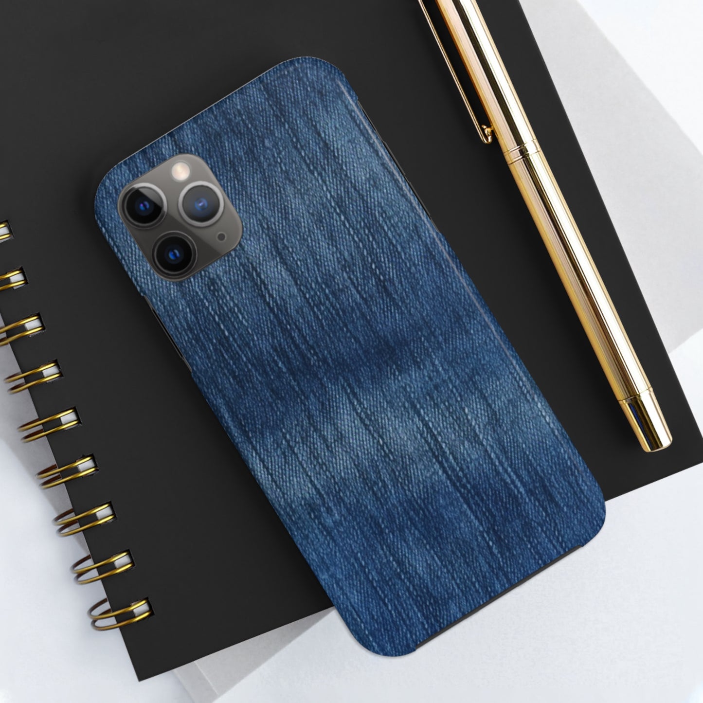 Indigo Splash: Washed Denim Reverie in Deep Blue - Tough Phone Cases