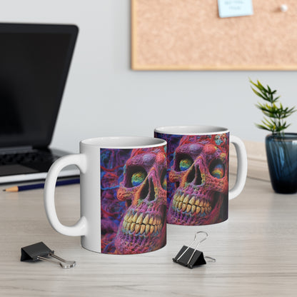 Crochet Skeleton Skull Halloween -Ceramic Mug 11oz