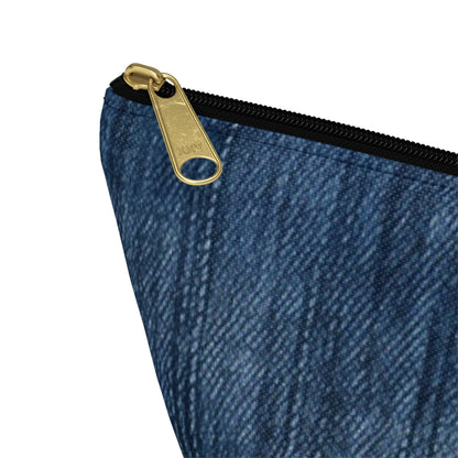 Indigo Splash: Washed Denim Reverie in Deep Blue - Accessory Pouch w T-bottom