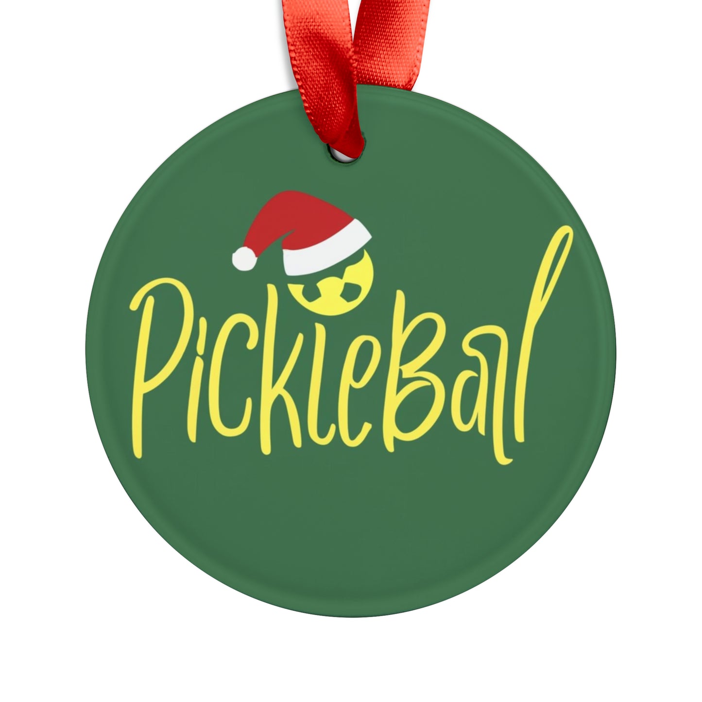 Pickleball Santa Christmas - Acrylic Ornament with Ribbon