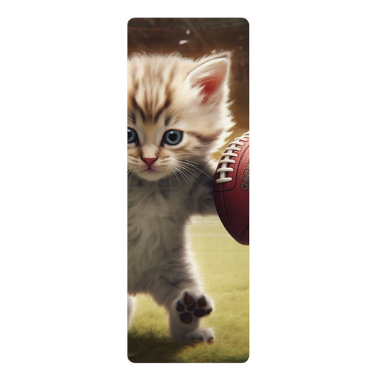 Football Kitty Fantasy: Feline Cat American Sport Quarterback - Rubber Yoga Mat